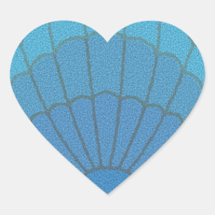Sticker Cœur Mosaïque Blue Seashell
