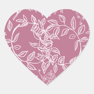 Sticker Cœur Motif à fleurs roses