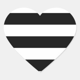 Sticker Cœur motif à rayures blanches noires