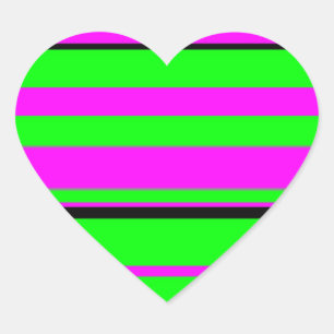 Sticker Cœur Motif à rayures couleur noir rose chaud