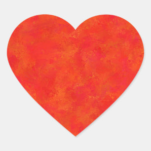 Sticker Cœur Motif Abstrait rouge orange