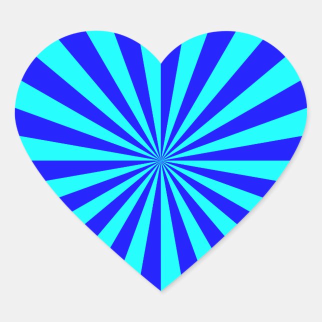 Sticker Cœur Motif Aqua Blue Starburst (Devant)