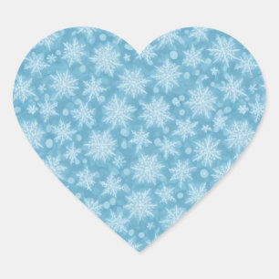 Sticker Cœur Motif Blue Snowflake