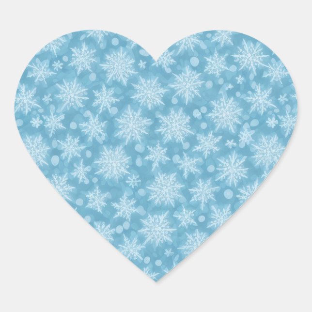 Sticker Cœur Motif Blue Snowflake (Devant)