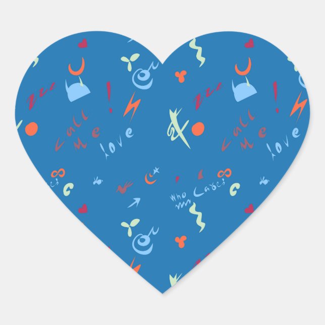 Sticker Cœur motif "Call Me Love" (Devant)