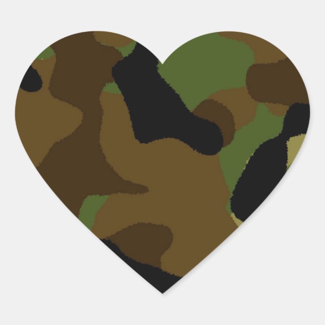 Sticker Cœur Motif Camouflage Camo de l'armée verte militaire (Devant)