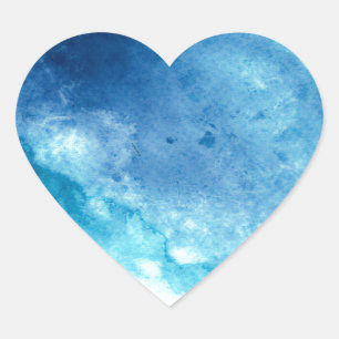 Sticker Cœur Motif d'aquarelle bleu Ombre Inkblot