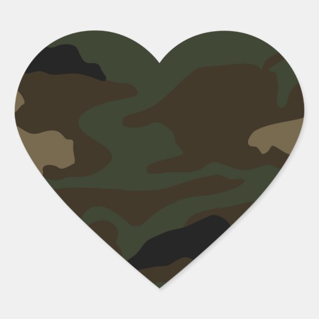 Sticker Cœur motif de camouflage militaire (Devant)