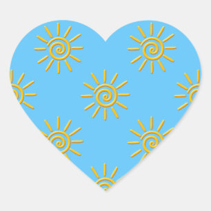 Sticker Cœur motif de dessin 3D Jaune Sun