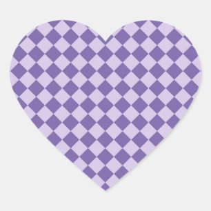 Sticker Cœur Motif de diamants de Checker Violet