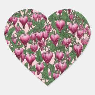 Sticker Cœur Motif de fleur de coeur à saignement rose