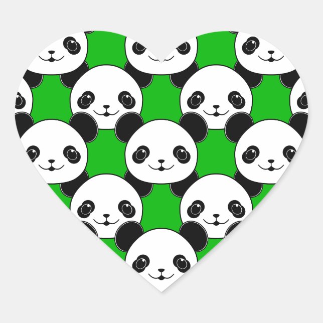 Sticker Cœur Motif de l'ours Kawaii Panda (Devant)