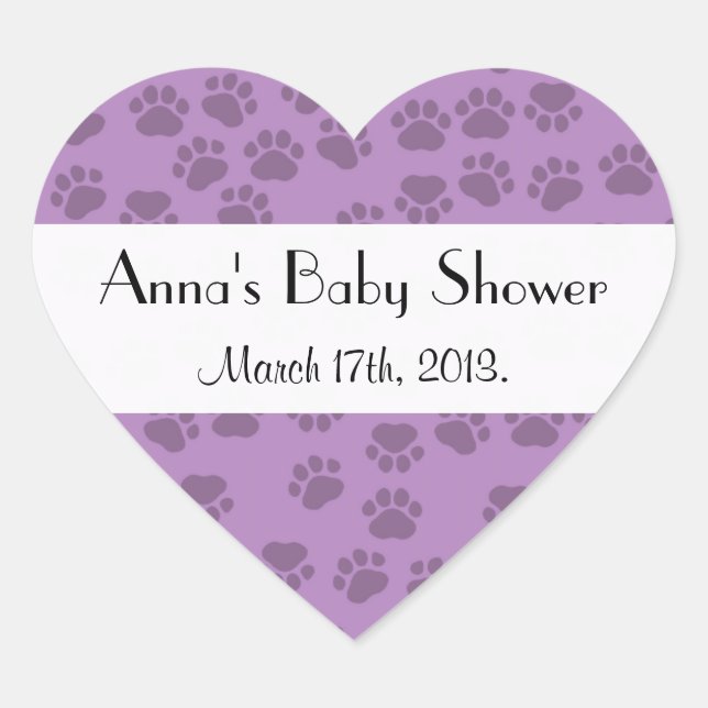 Sticker Cœur Motif De Pâtes, Pailles Violettes, Baby shower (Devant)