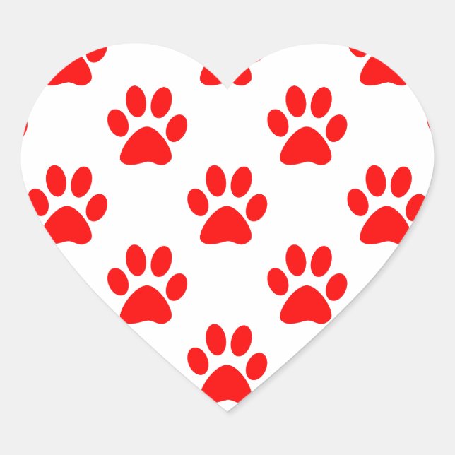Sticker Cœur Motif de pattes de chiot rouge (Devant)