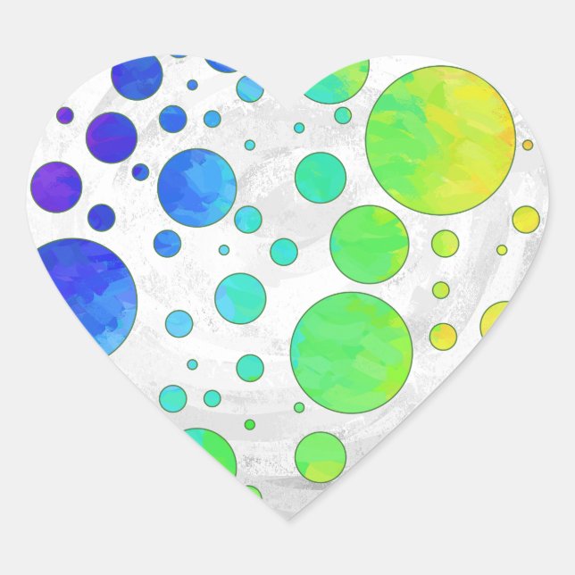 Sticker Cœur Motif de point Rainbow Icy Polka (Devant)