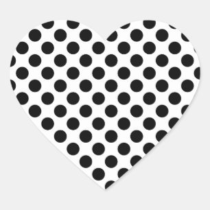 Sticker Cœur Motif de points Polka blanc et noir