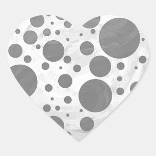 Sticker Cœur Motif de points Polka gris ardoise