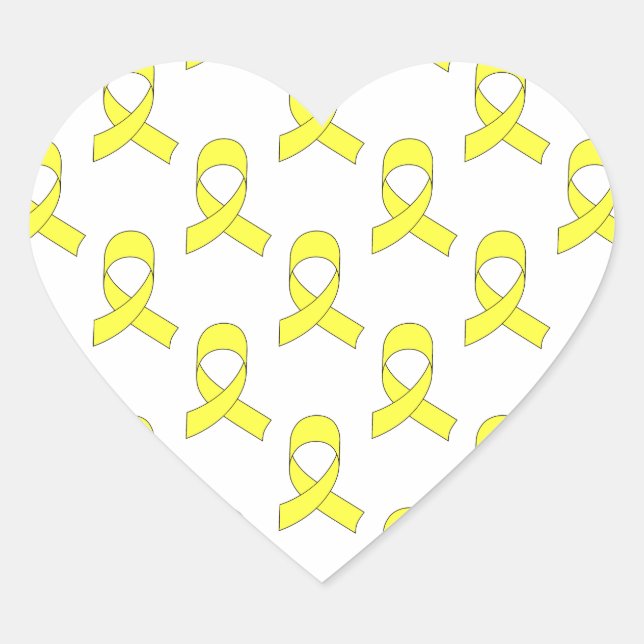 Sticker Cœur Motif de ruban jaune (Devant)