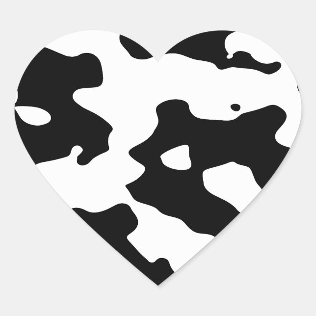 Sticker Cœur Motif de vache noir et blanc (Devant)