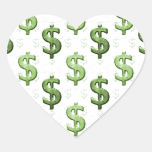 Sticker Cœur Motif des signes Dollar