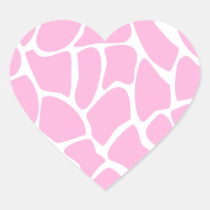 Sticker Cœur Motif d'impression de girafe en rose de bonbons.
