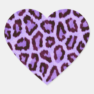 Sticker Cœur Motif empreinte de léopard violet