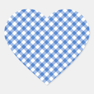 Sticker Cœur Motif En vichy bleu