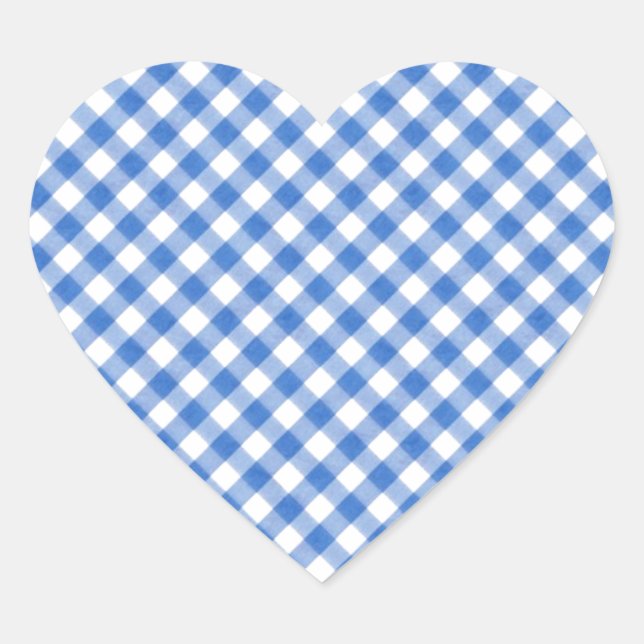 Sticker Cœur Motif En vichy bleu (Devant)