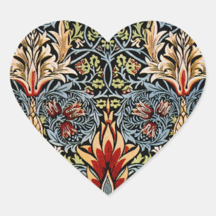 Sticker Cœur Motif floral à tête de serpent de William Morris