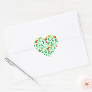 Sticker Cœur Motif floral avec fleurs roses colorées