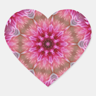 Sticker Cœur Motif géométrique à fleurs rose Mandala-67545