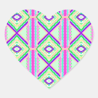 Sticker Cœur Motif géométrique bohème coloré