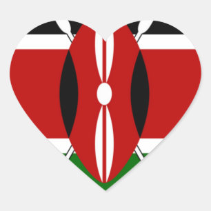 Sticker Cœur Motif kenyan rond : un symbole national