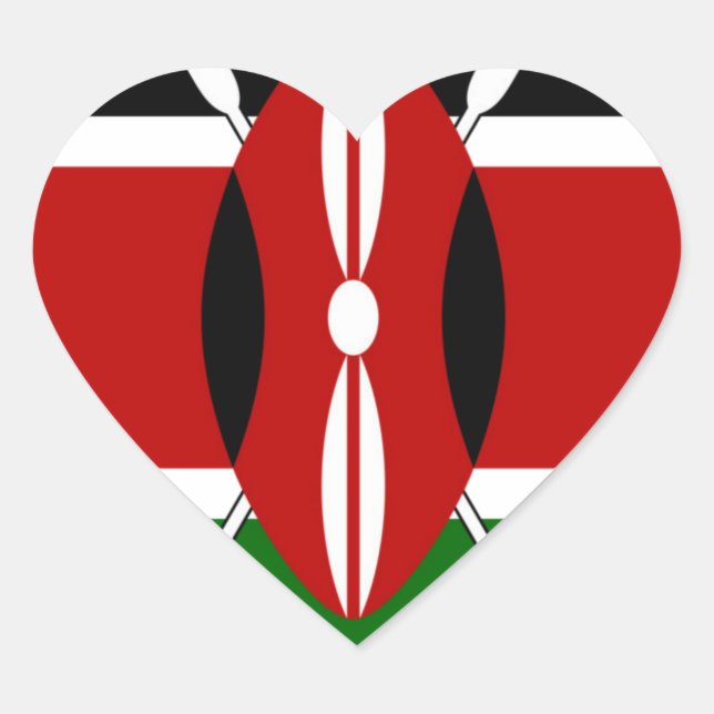 Sticker Cœur Motif kenyan rond : un symbole national (Devant)
