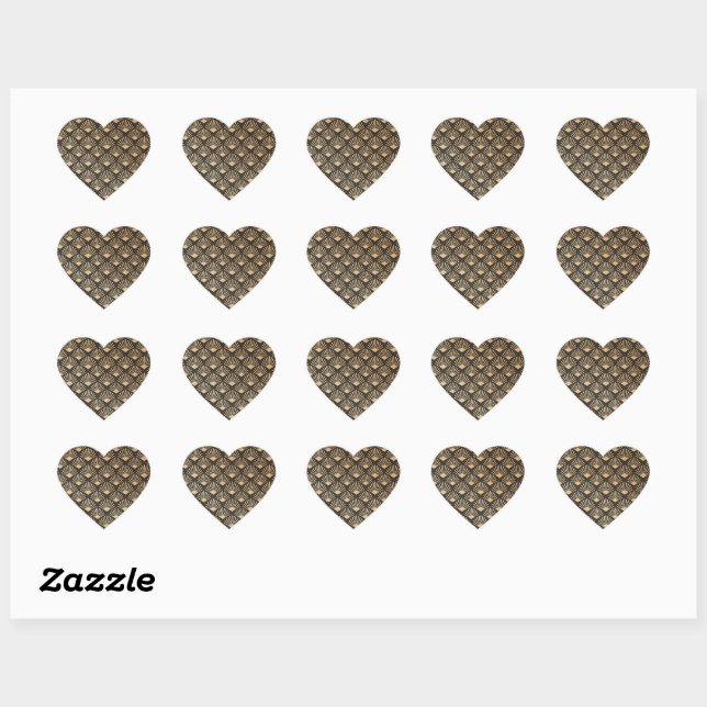 Sticker Cœur Motif moderne Golden Gatsby (Feuille)