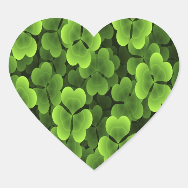 Sticker Cœur Motif Plante Shamrock vert (Devant)