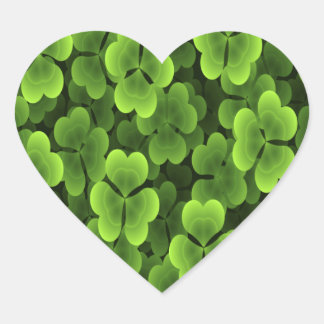 Sticker Cœur Motif Plante Shamrock vert
