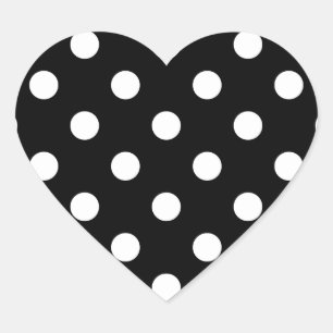Sticker Cœur Motif Pois noir et blanc