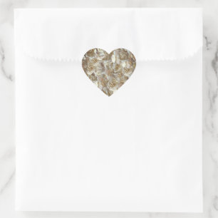 Sticker Cœur Motif Rose d'Ivoire – Art Floral Élégant