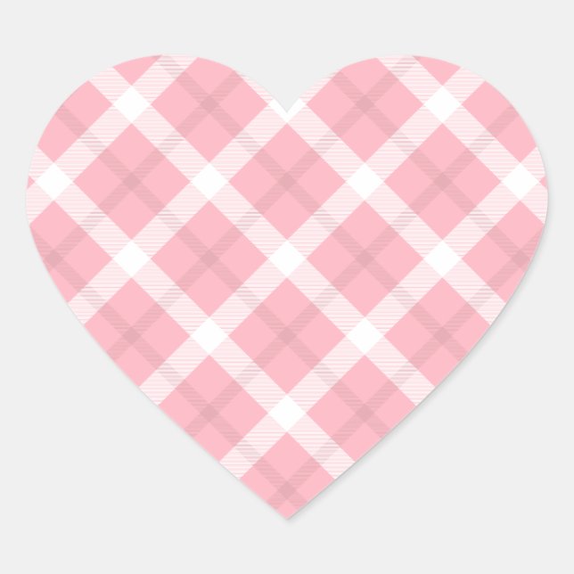 Sticker Cœur Motif Tartan Rose Et Blanc (Devant)