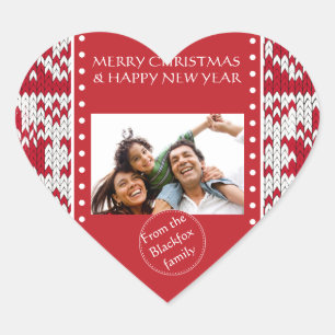 Sticker Cœur Motif tricoté de Noël