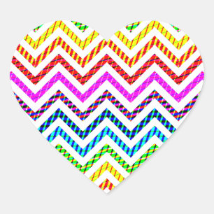 Sticker Cœur Motif Wild Rainbow Chevron