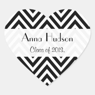 Sticker Cœur Motif Zigzag noir et blanc, Graduation