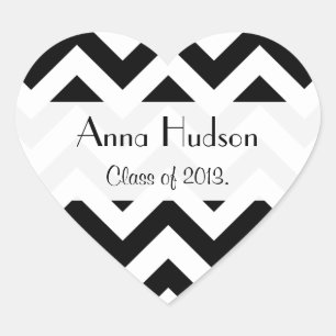 Sticker Cœur Motif Zigzag noir et blanc, Graduation