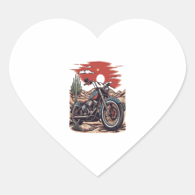 Sticker Cœur Moto dans Desert Cactus Western Set (2) (Devant)
