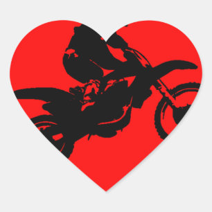 STICKER CŒUR MOTO EN ROUGE