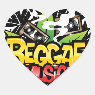 Sticker Cœur Musique de reggae