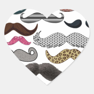 Sticker Cœur Mustache Collage Moustaches Populaire Ajouter un t