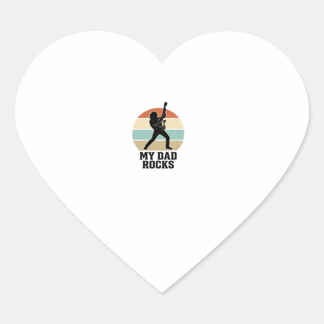 Sticker Cœur My Dad Rocks Vintage Guitar Sunset Shirt Design_1 (Devant)