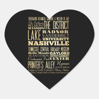 Sticker Cœur Nashville Ville du Tennessee Typographie d'état Ar